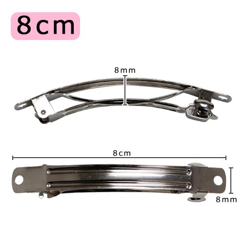 ビーズ　アクセサリー金具　ヘアアクセサリー金具　バレッタ 8cm シルバー2個