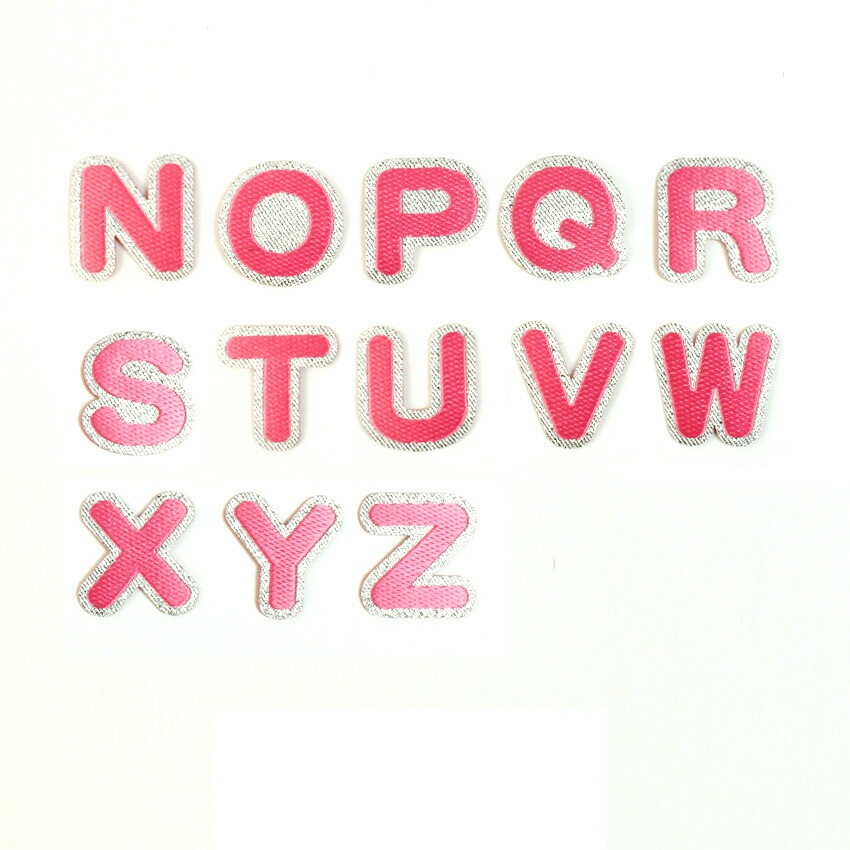 【ピンク】 お名前ワッペン【N～Z】 アイロン接着 ひらがな
