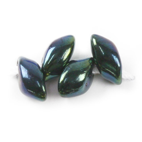 ビーズ　まが玉・ドロップ　ロングマガタマ LMA452 紺玉虫