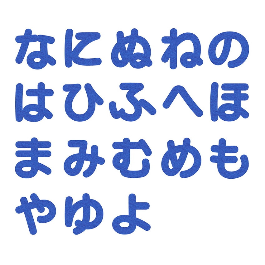 ラブリーネーム【青】 お名前ワッペン【な～よ】 アイロン接着 ひらがな 数字