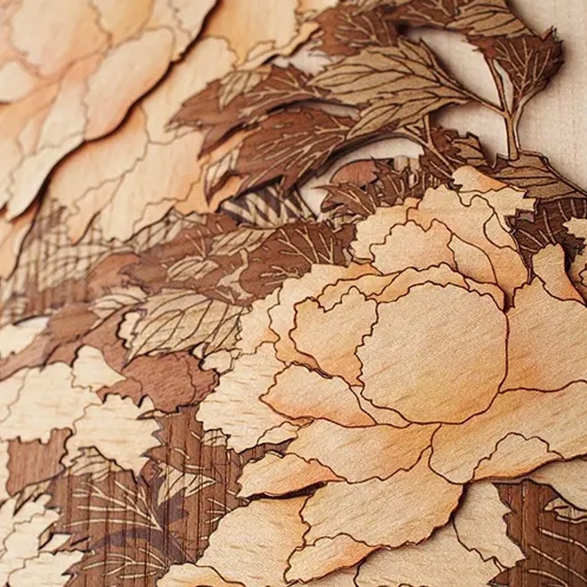 木はり絵手作りキット 葛飾北斎「北斎花鳥画集/牡丹に蝶」 KJH-007