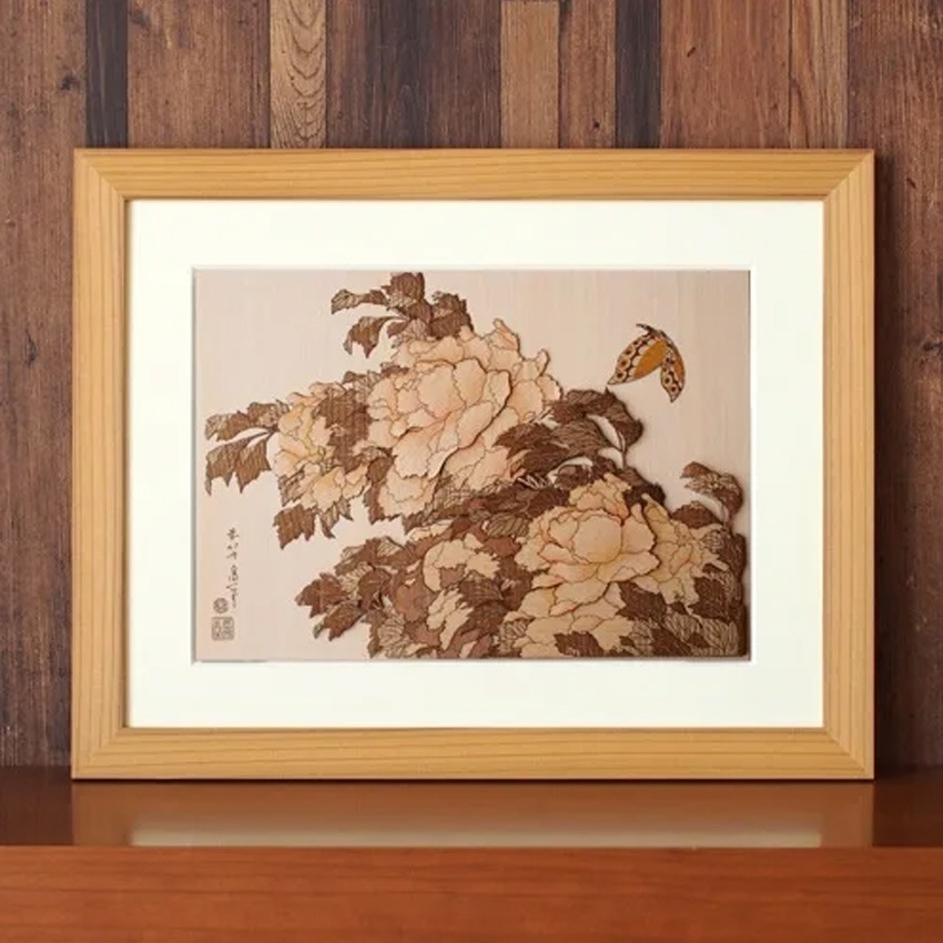 木はり絵手作りキット 葛飾北斎「北斎花鳥画集/牡丹に蝶」 KJH-007