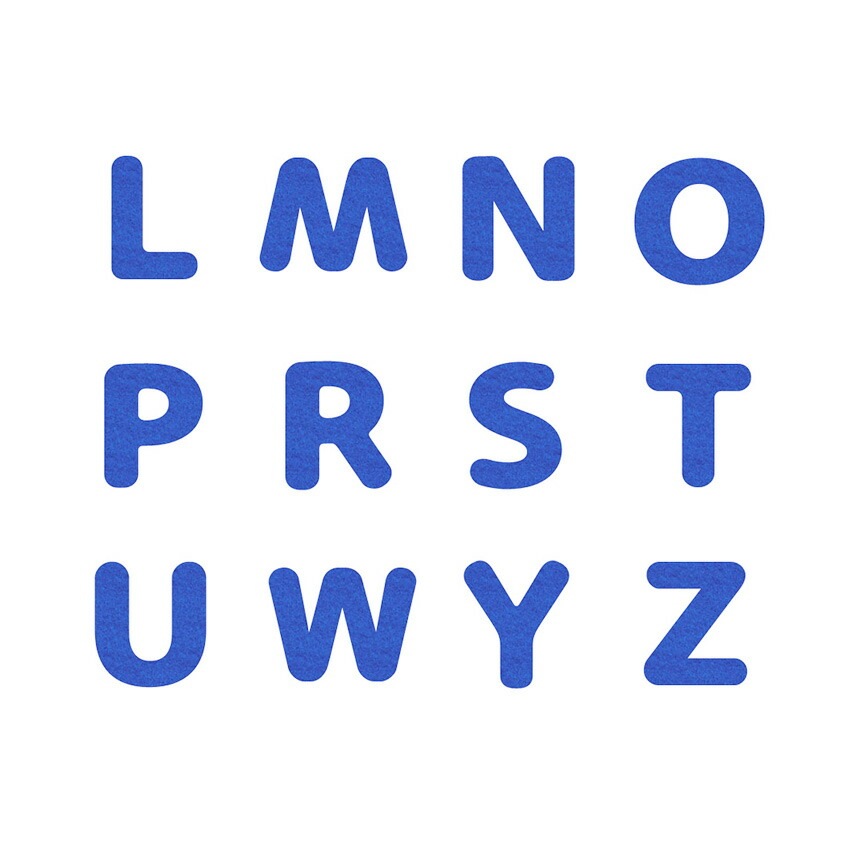 ラブリーネーム【青】 お名前ワッペン【L～Z】 アイロン接着 ひらがな 数字