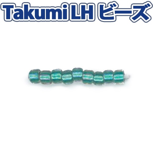 ビーズ　グラスビーズ　TakumiLHビーズ 丸中 264 パール/緑