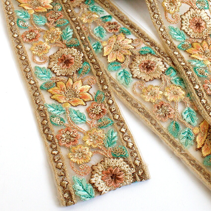 在庫限り】インド刺繍リボン 1巻売 8m C003 | リボン | 手芸用品の
