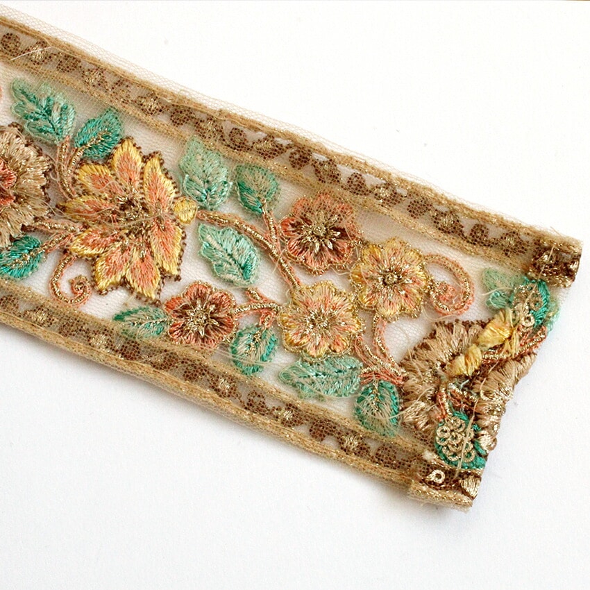 在庫限り】インド刺繍リボン 1巻売 8m C003 | リボン | 手芸用品の