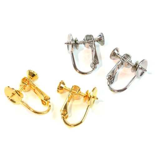 ビーズ　アクセサリー金具　イヤリング・ピアス　イヤリング金具 ネジ芯 ネジバネ  8mm ゴールド・シルバー