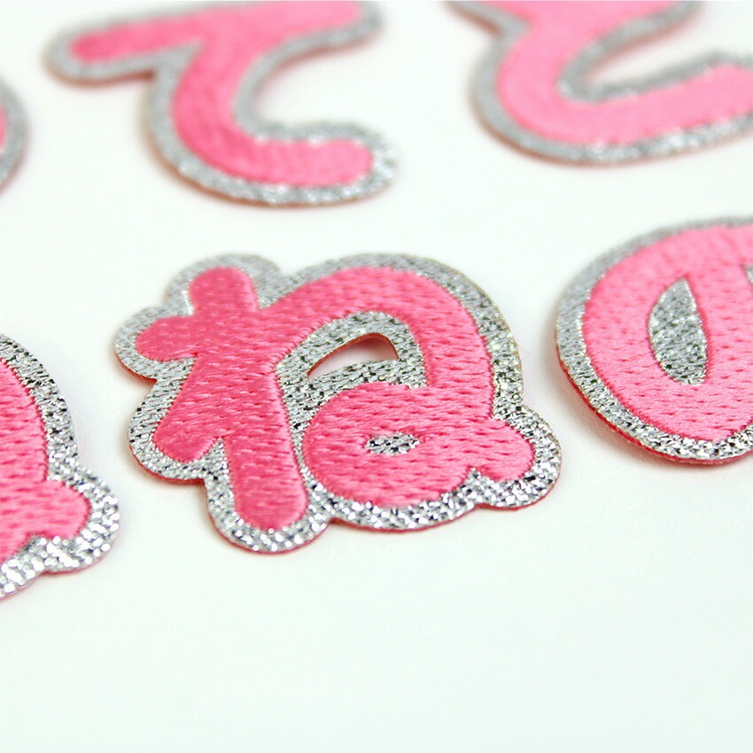 【ピンク】 お名前ワッペン【ら～っ】 アイロン接着 ひらがな