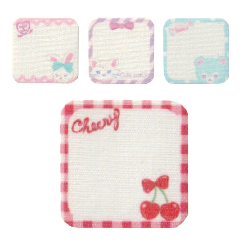 【お買い得品】クラシカルモダンシュシュ シール&アイロン両用ネームタグ ラビット キャット ベア チェリー