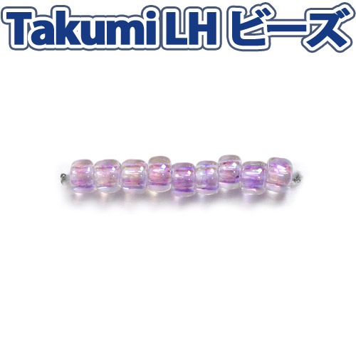 ビーズ　グラスビーズ　TakumiLHビーズ 丸中 477D スキオーロラ/薄紫