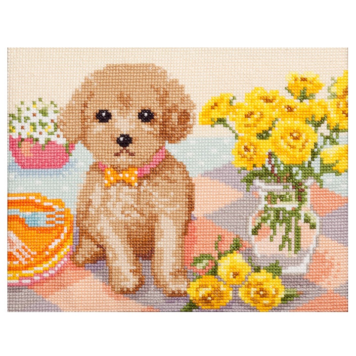 クロスステッチキット COSMO(ルシアン) Dog & Flower トイプードル