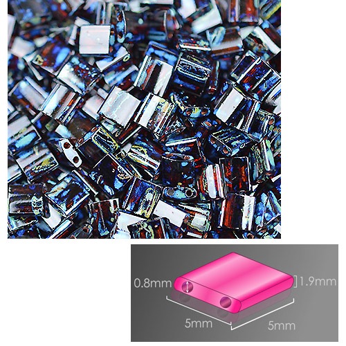 ビーズ　グラスビーズ　ティラビーズ TL4504 スキ ツヤ有り/ピカソコーティング/赤