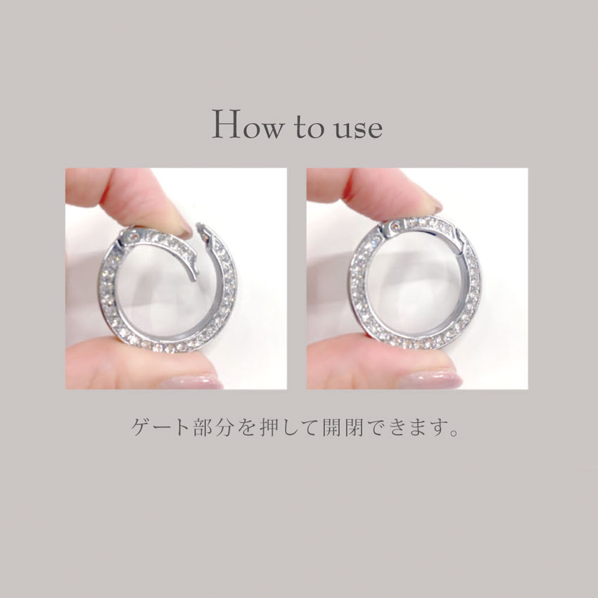 キラキラストーン カラビナ ハート | ストラップ・キーホルダー金具