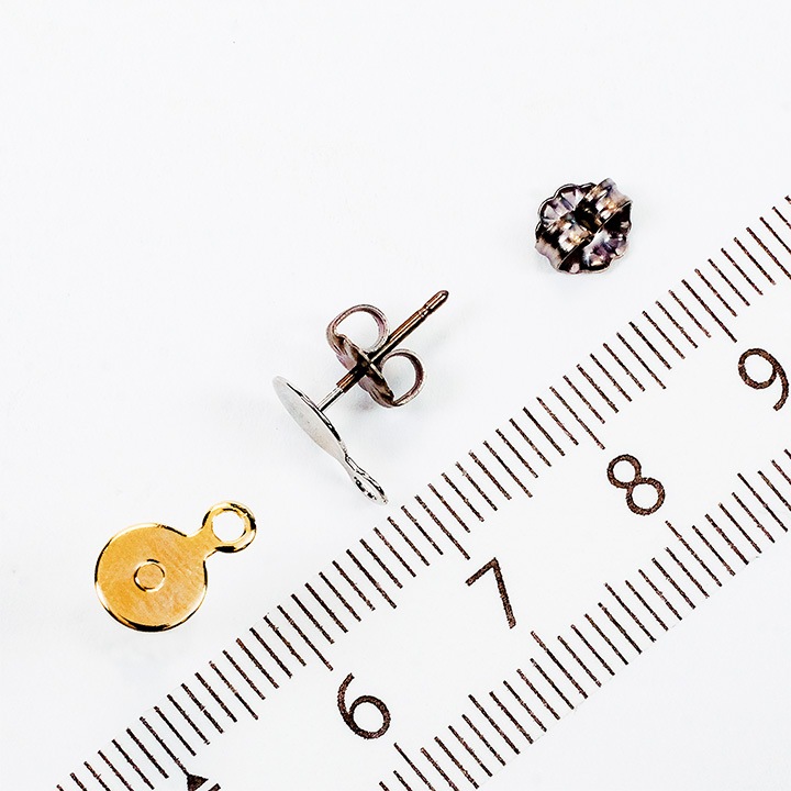 ピアス金具 チタンポスト キャッチ付 貼付カン付 6mm 1ペア