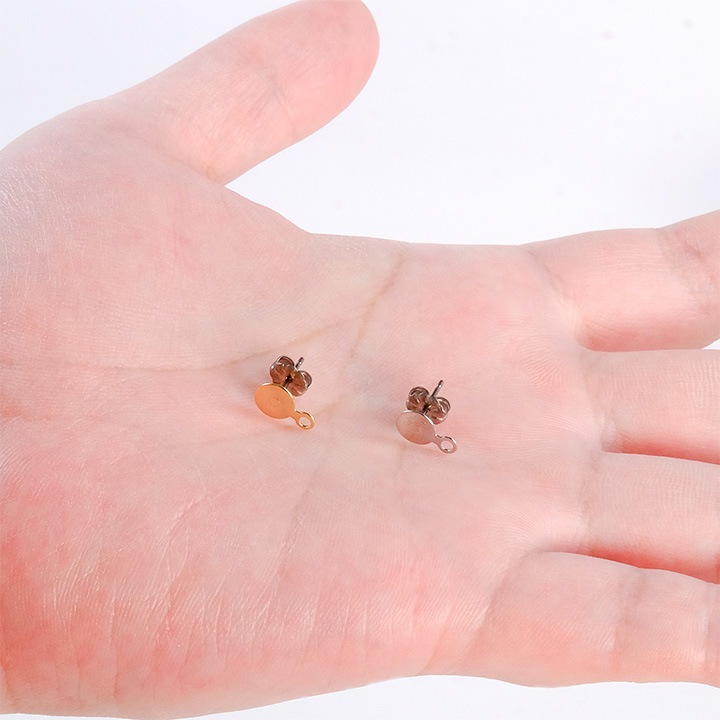 ピアス金具 チタンポスト キャッチ付 貼付カン付 6mm 1ペア