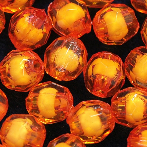 ビーズ　アクリルビーズ　ラウンド型 ニューカットビーズ オレンジ 6mm 8mm