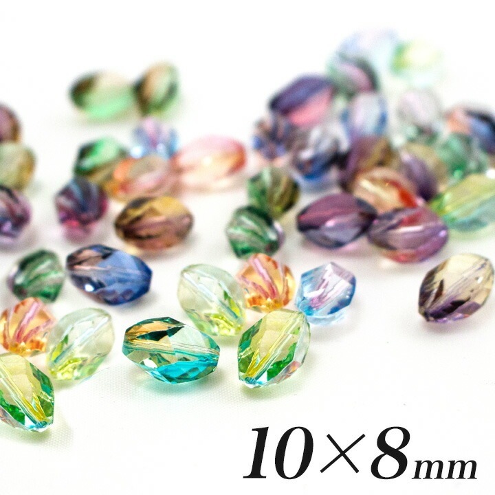 ヴィトライユビーズ ガラス 10×8mm ネジリカット筒型 10ヶ | ガラス