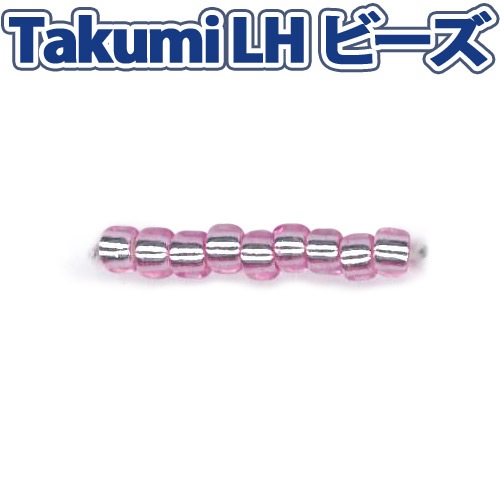 ビーズ　グラスビーズ　TakumiLHビーズ 丸中 2212 銀メッキ着色/薄ピンク