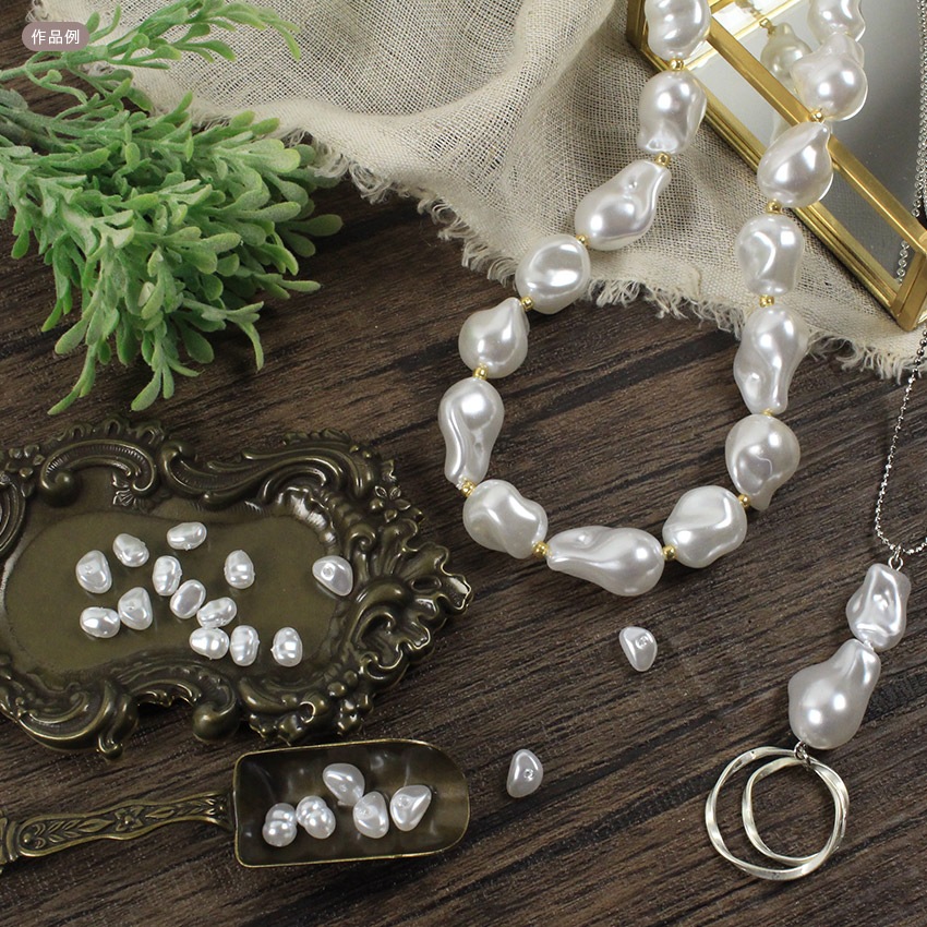 バロックパールビーズ 15×22mm ホワイト 2個入