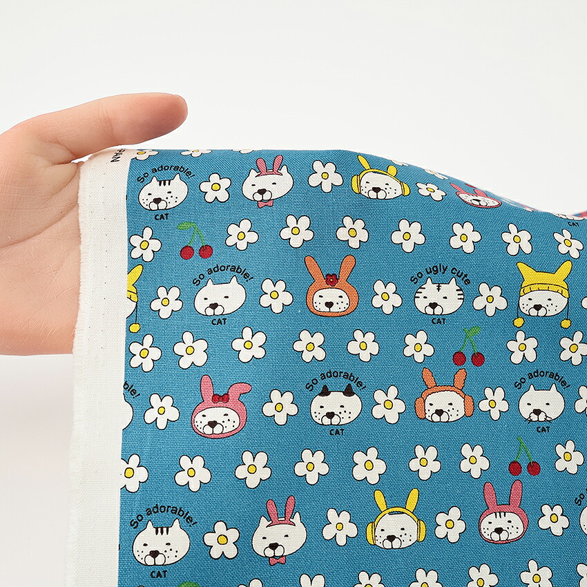 うさねこ コットンキャンバス 50cm単位 | 猫柄 | 手芸用品の卸売り