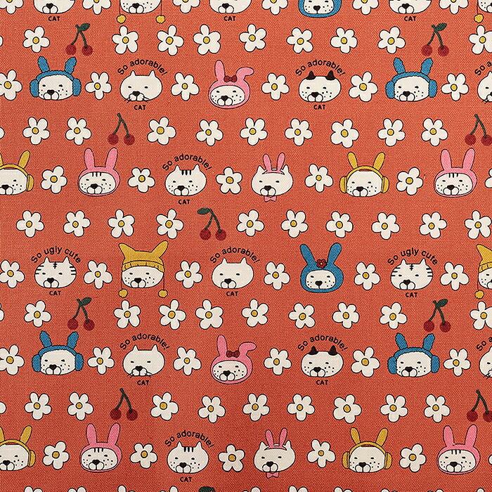 うさねこ様、先行販売 うさねこ コットンキャンバス 50cm単位 | 猫柄 | 手芸用品の卸売り