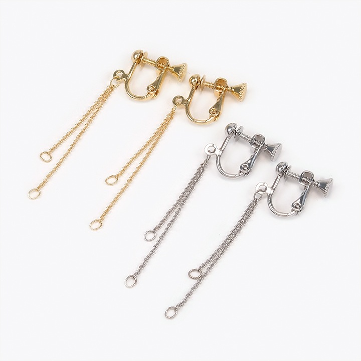 CraftCafe イヤリング 細小判チェーン 35&25mm付 1ペア ゴールド・シルバー