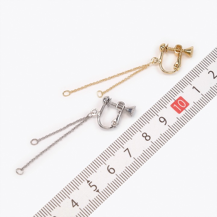 CraftCafe イヤリング 細小判チェーン 35&25mm付 1ペア ゴールド・シルバー
