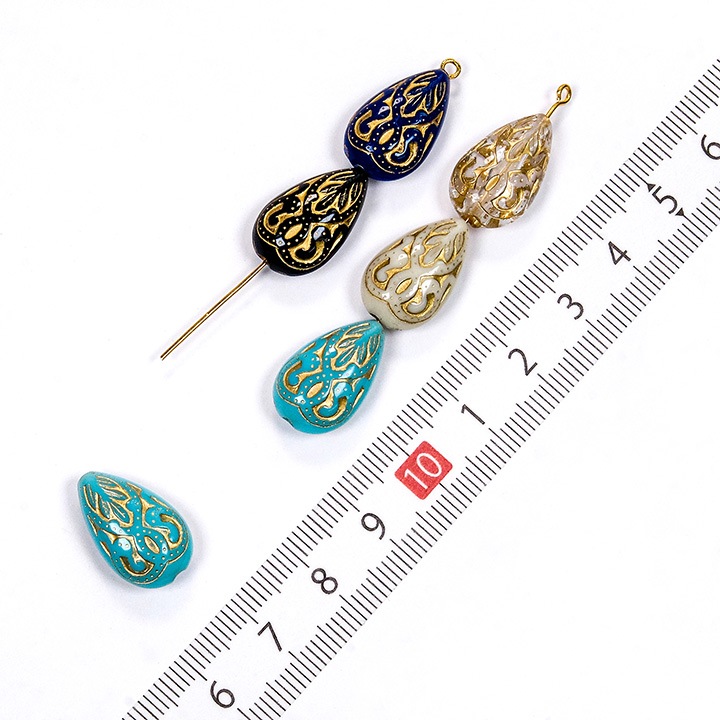 【お買い得品】ヴィンテージアクリル シズク 18×12mm 6ヶ