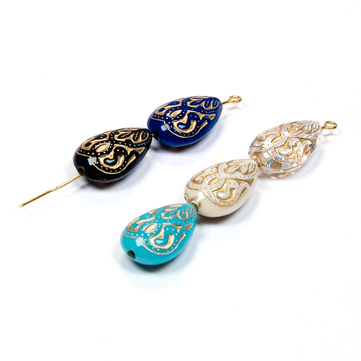 【お買い得品】ヴィンテージアクリル シズク 18×12mm 6ヶ