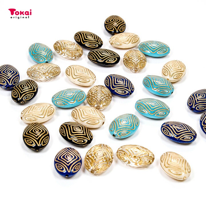 【お買い得品】ヴィンテージアクリル 楕円A 18×13mm 6ヶ