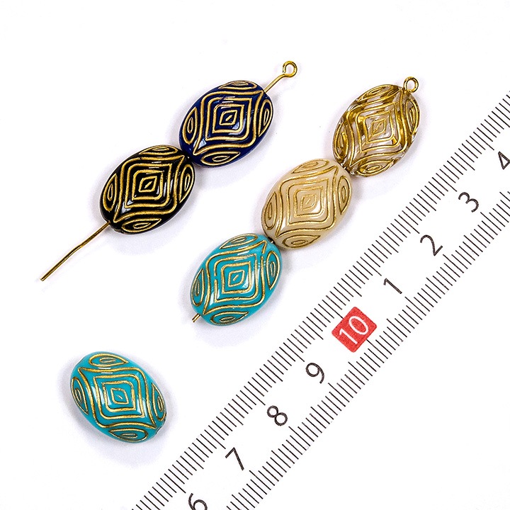 【お買い得品】ヴィンテージアクリル 楕円A 18×13mm 6ヶ