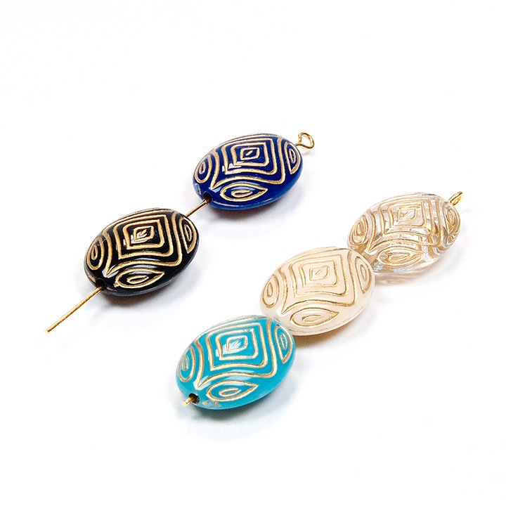 【お買い得品】ヴィンテージアクリル 楕円A 18×13mm 6ヶ