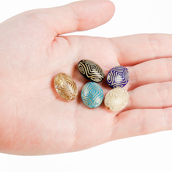 【お買い得品】ヴィンテージアクリル 楕円A 18×13mm 6ヶ