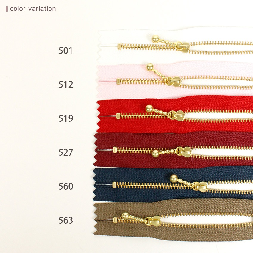 YKK 玉付きファスナー 14cm メタルゴールド 3MGC-14 G 