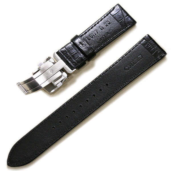 SEIKO プレザージュ 20mm 純正革ベルトバックル付　クロコダイル SEIKO】プレサージュ クロコダイル 純正 時計ベルト Dバックル付