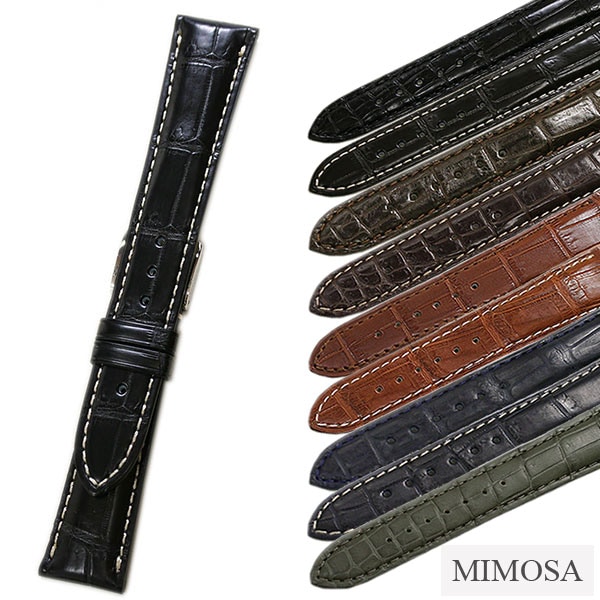 Mimosa ミモザ リザード 竹斑 高級オーダーバンド ダークブラウン 新品 ミモザ】マットクロコダイル 竹斑 時計ベルト | ワニ | 時計ベルト専門