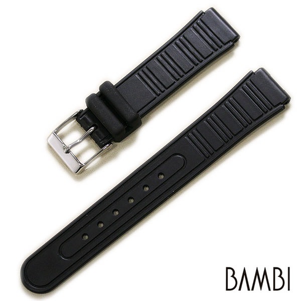 【バンビ】B-X ウレタン ブラック 時計ベルト 16mm