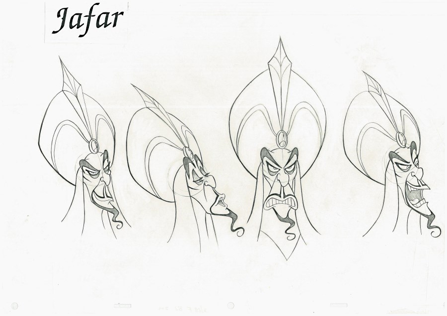 ジャファーのモデルシート(顔4カット） | ディズニーのヴィンテージ品