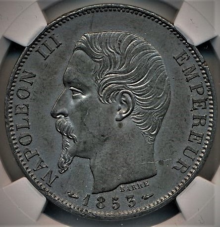 フランス、ナポレオン3世1853年、ピエフォー（倍厚）鉛打ち5