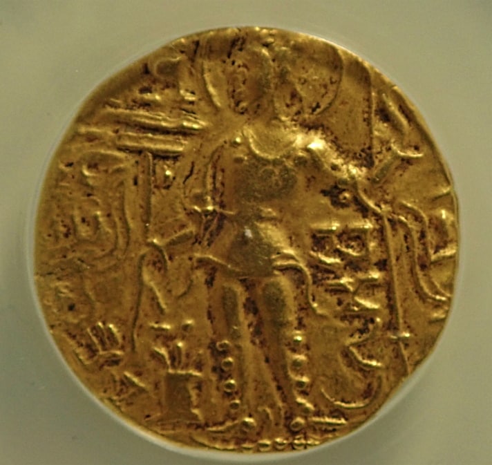 古代インド、グプタ朝、サムドラグプタ王（在位AD350-370年）時代の 
