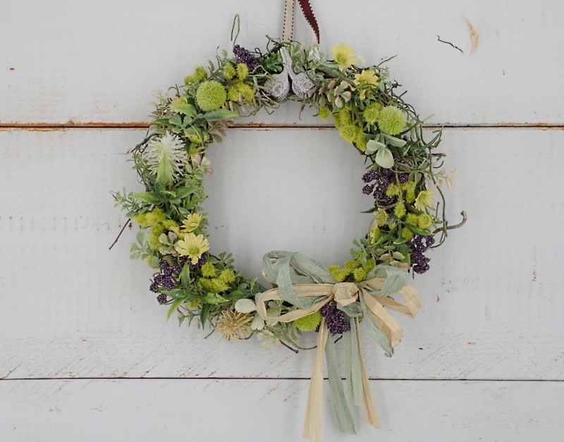 爽やかグリーンのリース（アーティフィシャルフラワー／18  