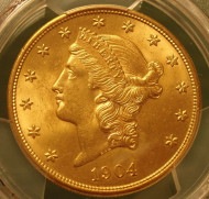 ����ꥫ1904ǯ��Хƥ��إå�20�ɥ��ߡ�MS65+�����