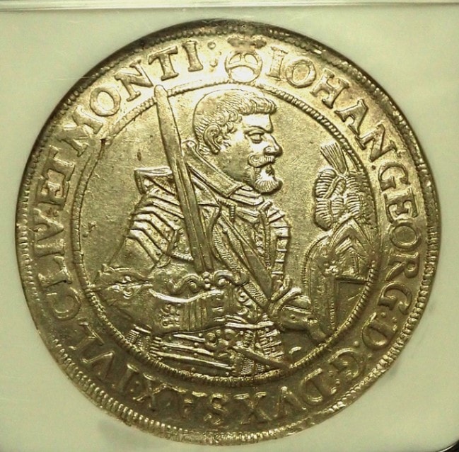 1735年 ドイツ ザクセン銀貨 レア ドイツ、ザクセン1628年発行、1ターレル、MS63準最高鑑定