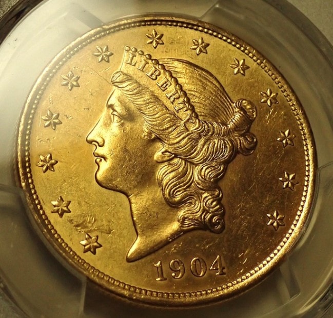 アメリカ1904年20ドル「リバティヘッド」、プルーフライク希少コイン