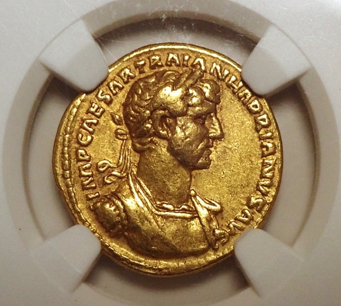 帝政ローマ、ハドリアヌス（在位AD117-138年）アウレウス金貨