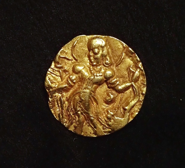 古代インド、グプタ朝チャンドラグプタ2世のディナール金貨R