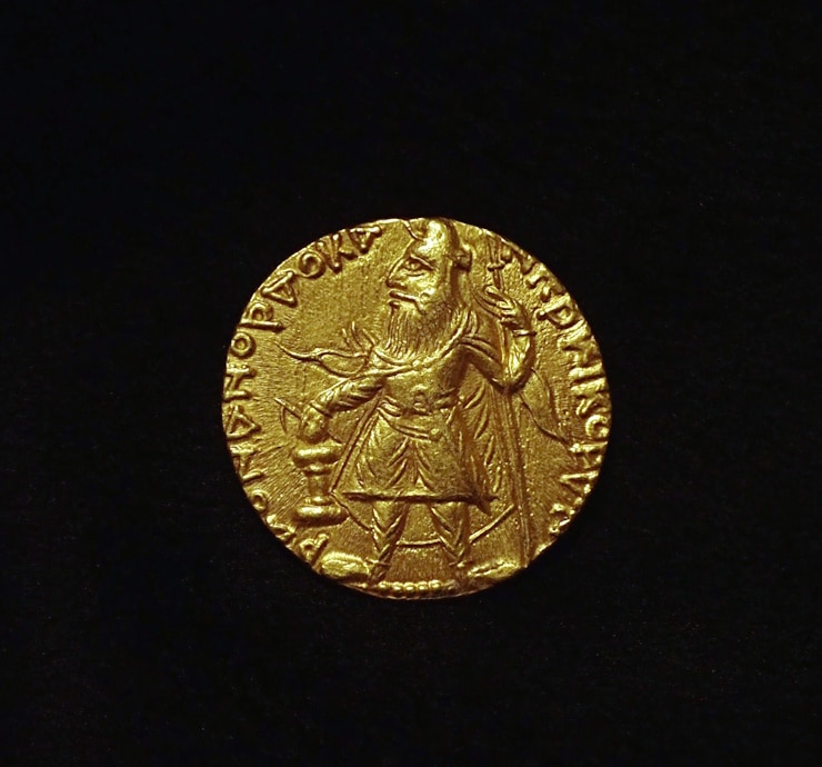 古代インド、クシャン朝、カニシカ王のディナールR | アンティーク