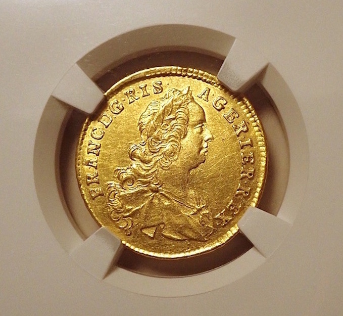 オーストリア1ダカット金貨、1757年MS61 | アンティーク・コイン