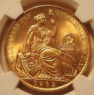 アメリカ1882年「モルガンダラー」のレインボートーン、高鑑定