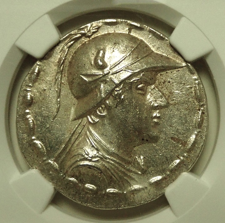 古代バクトリア王国、エウクレイデス1世(BC170145年)のテトラドラクマ銀貨、未使用クラス アンティーク・コイン オンライン